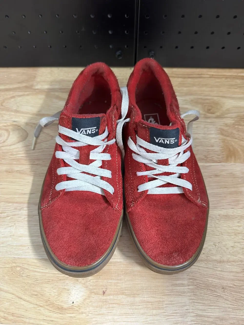 Vans Youth size 5.5 Red Suede Skate Shoes Gum Sole Kids Sneakers